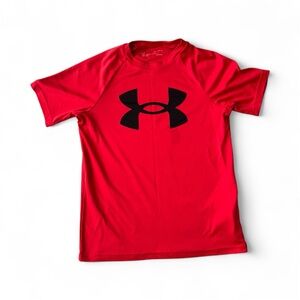 Under Armour Red HeatGear Logo T-Shirt Tee  Boys Youth M